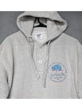 Pacific & Co Mens Small Gray Great Smoky Mountains Bear Hoodie Tennessee Outdoor